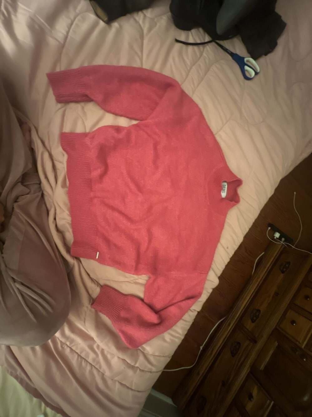Diesel Pink Mock Neck Long Sleeve Knit Sweater Size M